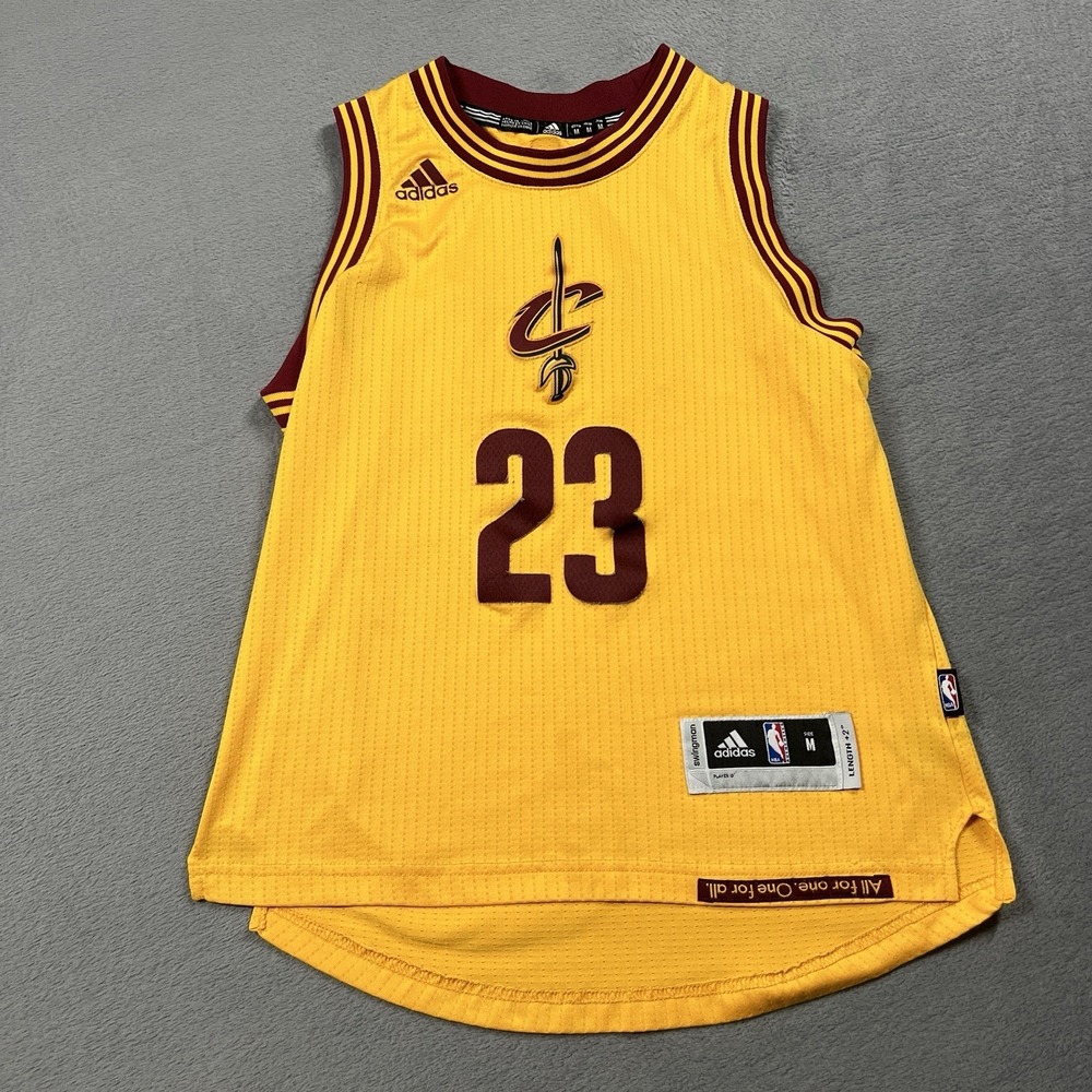 LeBron James Cavaliers Jersey Boys M Yellow Gold 23 Adidas Swingman NBA